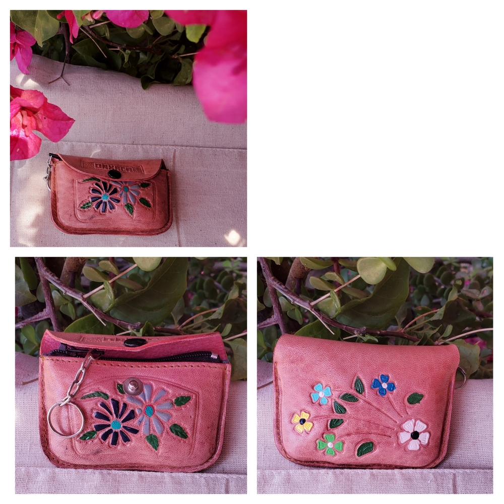 Floral Pink Leather Women's Bag